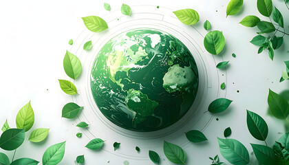 Artistic Earth Representation with Green Leaves: Nature, Ecology, and Environmental Harmony