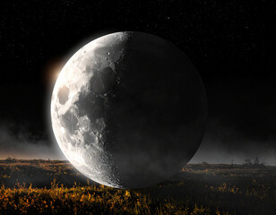 Mysterious Illuminated Planet – Fantasy Outer Space Dark Art