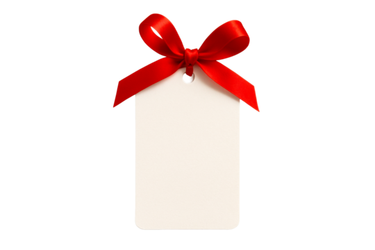 Blank Tag with Red Ribbon Bow