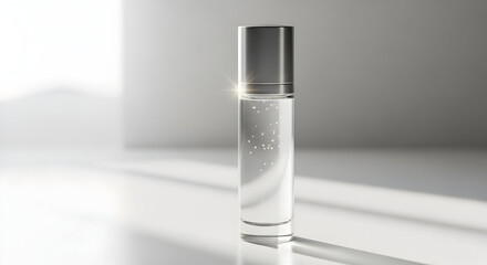 Luxury Skincare Essence Clear Glass Bottle Product Mockup