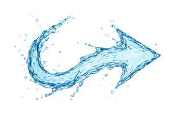Blue water splash in the shape of an arrow