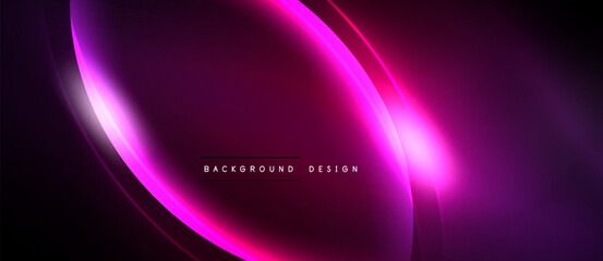 Abstract neon lines, vibrant purple hues, dark background. Modern design element, glowing curves create dynamic visual impact.