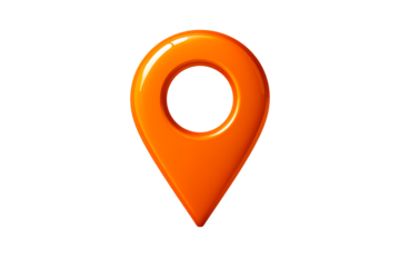 Orange map pin marker on a white background