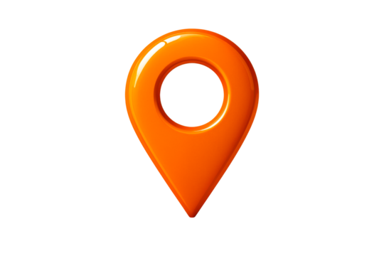 Orange map pin marker on a white background