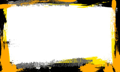 black orange brush ink painting blank space frame border picture grunge graphic element artistic