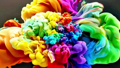 Vibrant Rainbow Colored Ink Cloud Explosion in Water Abstract Background. - Powered by Adobe