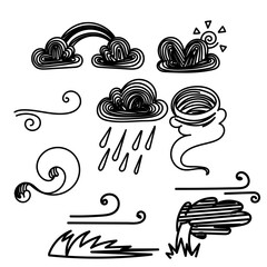 hand drawn doodle weather illustration icon set
