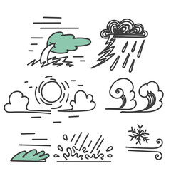 hand drawn doodle weather illustration icon set