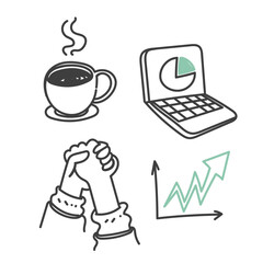 hand drawn doodle business work place icon related set