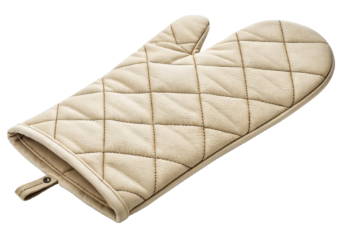 Quilted Beige Oven Mitt Isolated On White