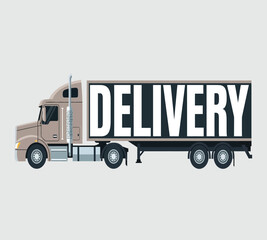 Illustration of a delivery truck with the word delivery on the side, a large vehicle used for transporting goods and cargo, ensuring timely and efficient distribution