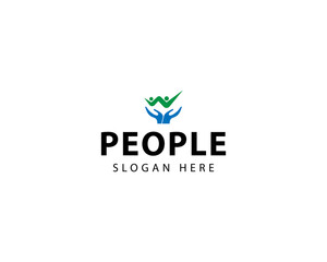 Simple people growth logo template. Startup symbol logo design illustration or teamwork progress.A72
