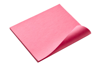 Pink paper memo pad with curled corner