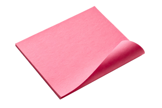 Pink paper memo pad with curled corner