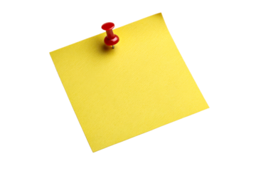 Yellow square note paper with red push pin