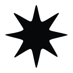 Obraz premium A black 8-pointed star shape with sharp points on a white background.
