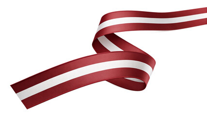 Latvian flag ribbon isolated on transparent background