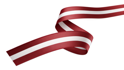 Latvian flag ribbon isolated on transparent background