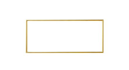 A rectangular gold frame with a white border on a black background in a simple composition on transparent background
