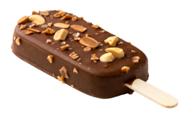 Chocolate bar ice cream on stick with nuts