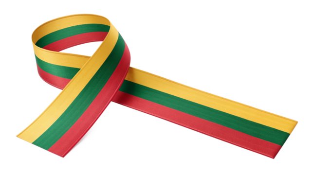 Lithuanian flag ribbon symbol isolated on transparent background