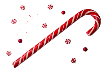 Festive Candy Cane with Peppermint Candies and Stars