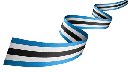 Estonian flag ribbon flowing in a curve isolated on transparent background