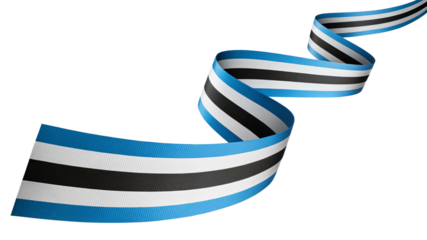 Estonian flag ribbon flowing in a curve isolated on transparent background
