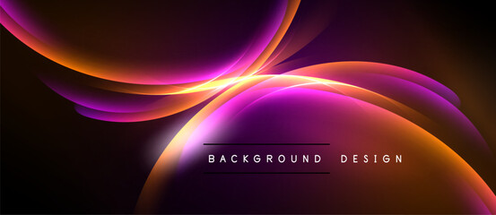 Abstract flowing lines, vibrant colors. Orange, purple hues create dynamic background design. Smooth gradients, modern aesthetic.