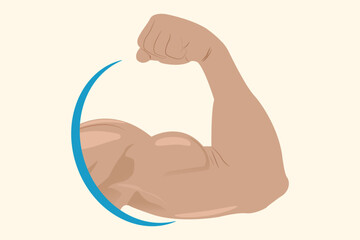 Illustration of a strong muscular arm flexing, symbolizing power, fitness, and strength. eps 10