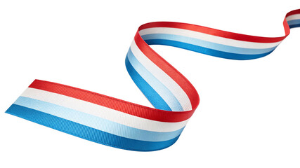 Luxembourg flag ribbon flowing in a curve isolated on transparent background