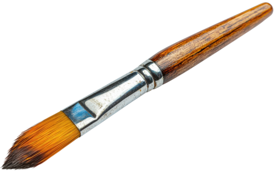 Vintage Artist Paint Brush Close up on Bristles Artwork Supply Creativity Artistic Flair Brown Wood