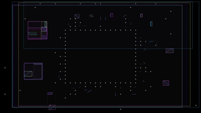 Digital engineering scheme. Modeling of technical design. Visualization of a multilayer PCB design.