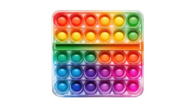 Colorful plastic art set with yellow, red, green, blue, and orange toy boxes, cups, and caps, isolated for a fun design palette