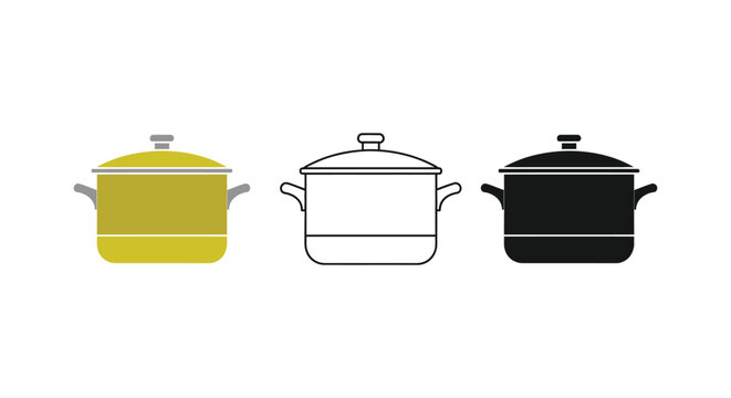 Stockpot cooking pot illustration set kitchenware vector design graphic