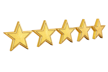 Five Golden Stars Reflecting On White Surface