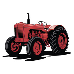 red tractor isolated