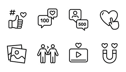 Fototapeta premium Social media interaction and influencer engagement icons