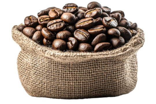 Rich Aroma Fresh Roasted Coffee Beans Overflowing from Burlap Sack Coffee Lovers Delightful Visual