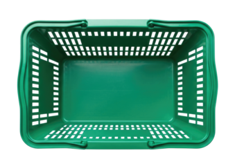Green shopping basket transparent background cutout png