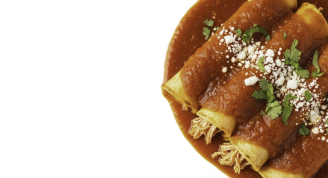 Delicious Enchiladas with Spicy Sauce on Plate for Culinary Design