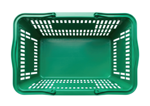 Green shopping basket transparent background cutout png