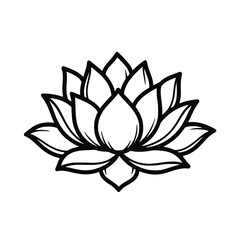 Elegant Lotus Flower Outline Symbol of Purity and Enlightenment.