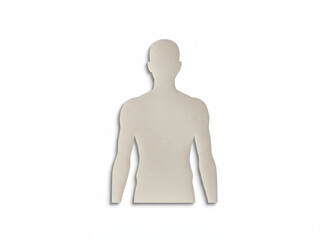 Pain prevention care human silhouette, paper cutout, white background minimal