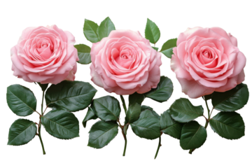 Three pink roses art background fresh flowers bouquet love and romance floral display beautiful