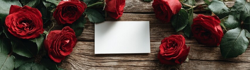 Romantic still life of red roses and black card valentine's day banner love message wedding greeting romantic mood