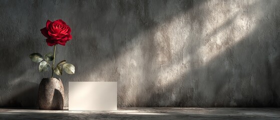 Romantic still life with red roses and black card valentine's day banner wedding greeting romantic mood background