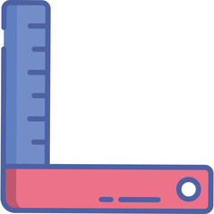L Shaped Ruler Tool With Blue And Pink Colors Against A White Background Isolated Image Simple Design With Measurement Markings