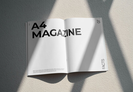Mockup Of Customizable Open A4 Magazine