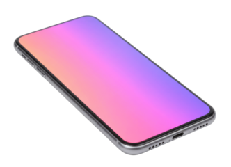Smartphone with a gradient screen transparent background cutout png
